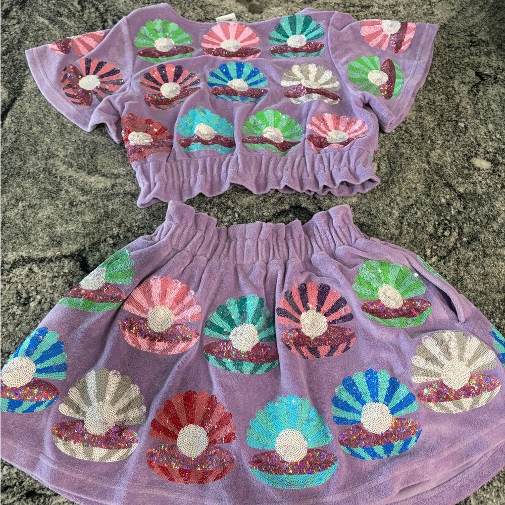 QUEEN OF SPARKLES Seashell Two-Piece Set in Purple